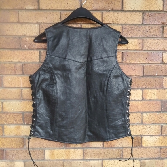 Hot Leathers Lamb Skin Laced Side Biker Vest - Picture 2 of 8